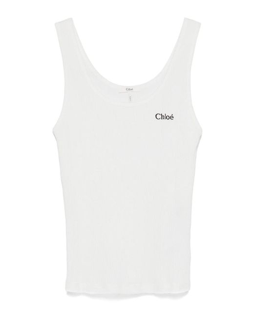 Chloé White Jersey Tank Top