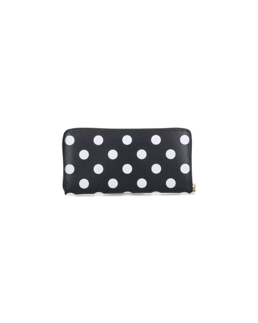 Comme des Garçons White Polka Dot Zip Wallet