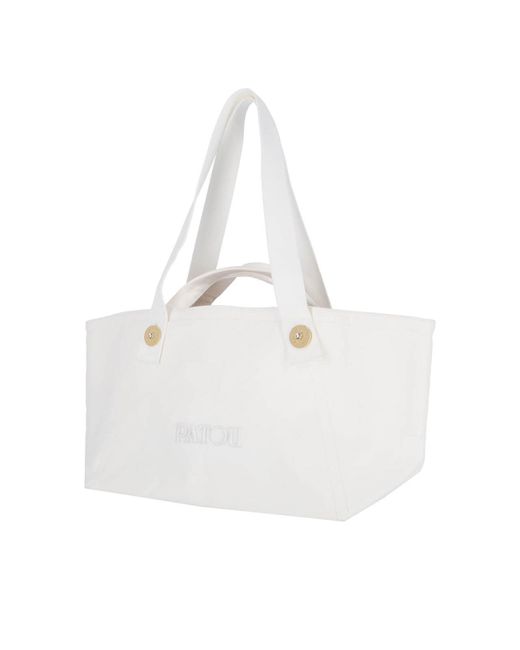 Patou White Large Trapezio Tote Bag