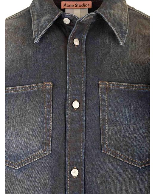Acne Gray Relaxed Fit Denim Shirt for men