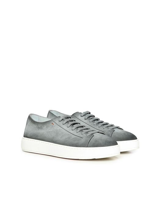 Santoni Gray Suede Sneaker for men