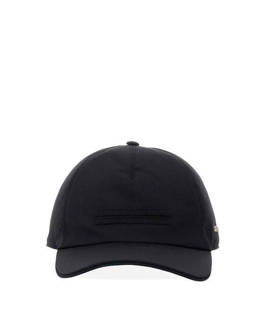 Zegna Black Baseball Hat With Logo for men