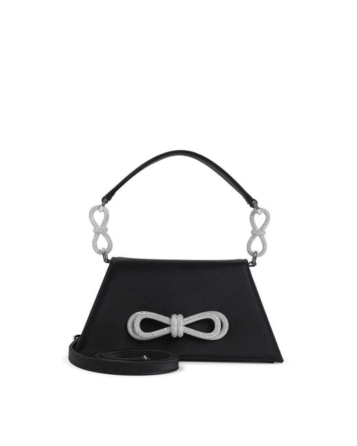Mach & Mach Blue Samatha Double Bow Satin Shoulder Bag