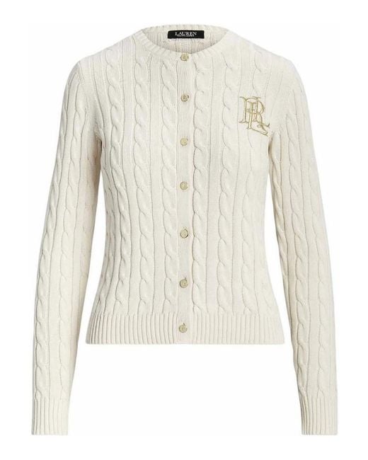 Ralph Lauren White Ralhan-Long Sleeve-Cardigan-Gassed Cotton