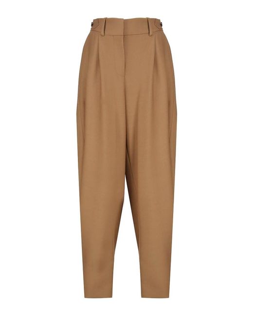 Stella McCartney Natural Wide Pleated Trousers