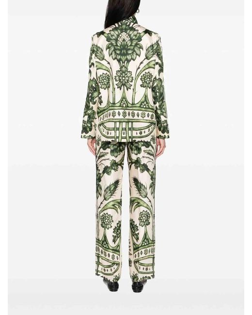 F.R.S For Restless Sleepers Green Printed Silk Shirt
