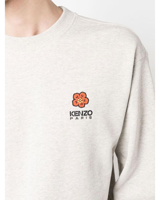 KENZO White Floral Embroidery Crewneck for men