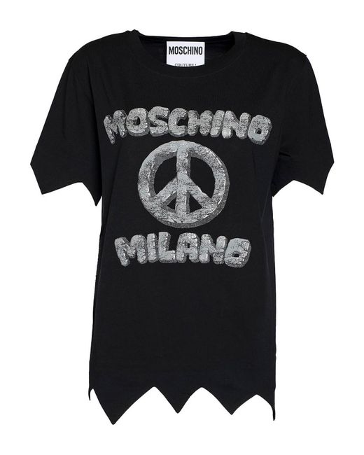 Moschino Black Carved Stones Logo T-Shirt