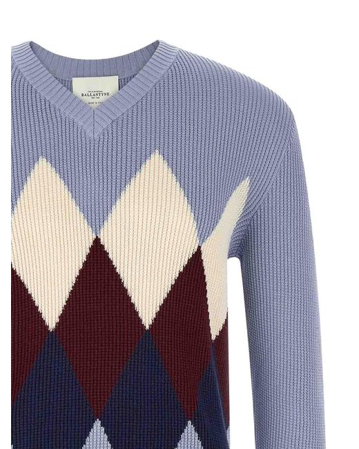 Ballantyne Blue Argyle Pattern Sweater for men