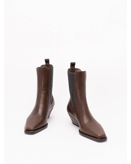 Brunello Cucinelli Brown Ankle Boots With Heels