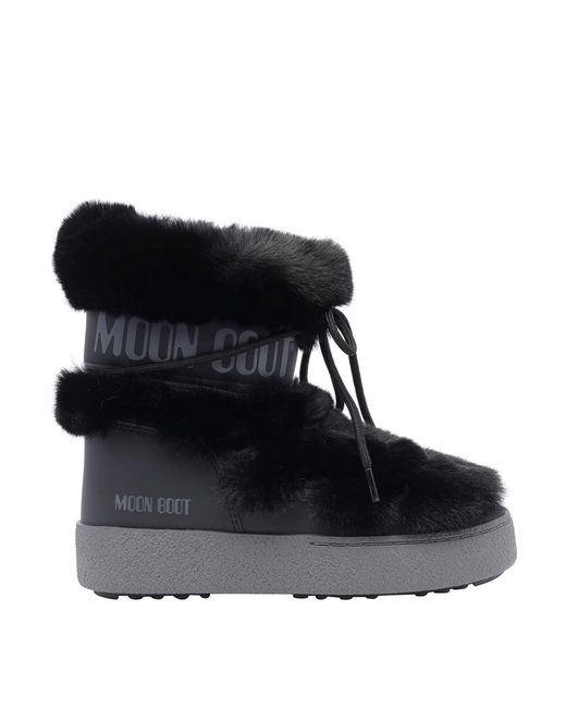 Moon Boot Black Ltrack Tube Faux Fur Booties
