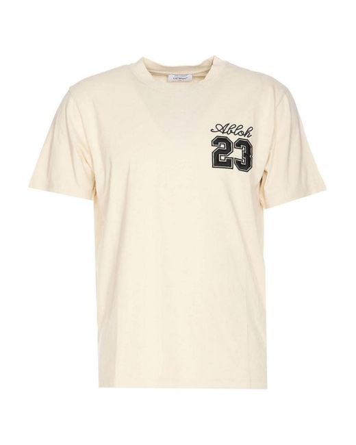 Off-White c/o Virgil Abloh Natural 23 Logo Slim T-Shirt for men