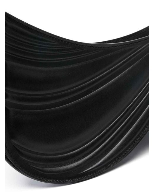 Mugler Black Medium Spiral Curve 01 Embossed Crossbody Bag