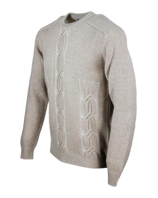 Kiton Gray Cable Knit Cashmere Sweater for men