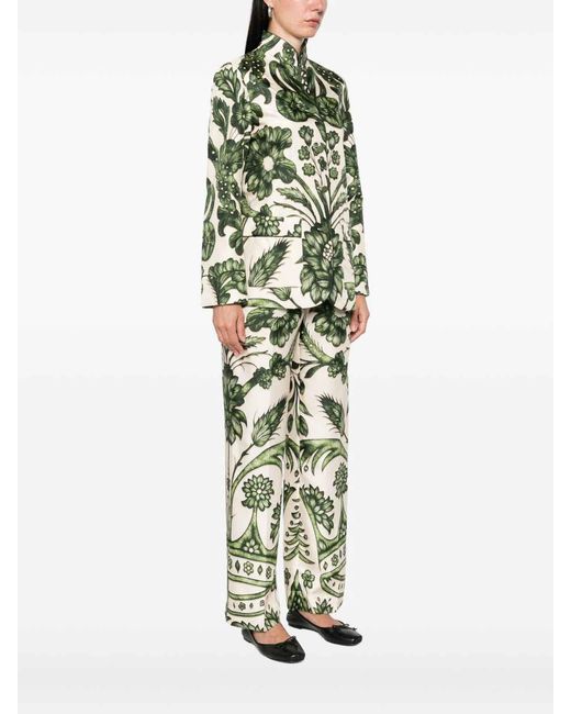 F.R.S For Restless Sleepers Green Printed Silk Shirt