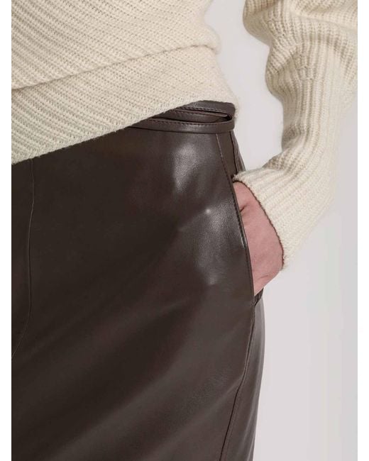 Alberta Ferretti Brown Leather Skirt