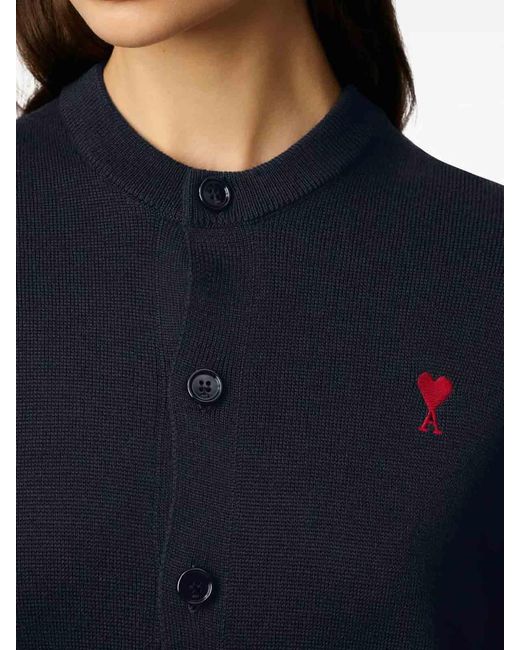 AMI Blue Ami De Coeur Wool Cardigan