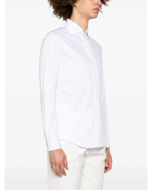 Brunello Cucinelli White Cotton Shirt for men