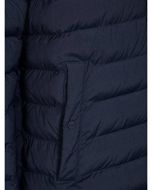 Herno Blue Packable Bomber Jacket With Quilted Design for men