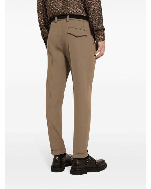 Dolce & Gabbana Natural Tapered Trousers With Pleats for men