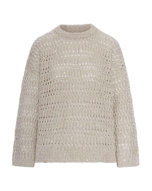 Brunello Cucinelli White Crew Neck Sweater