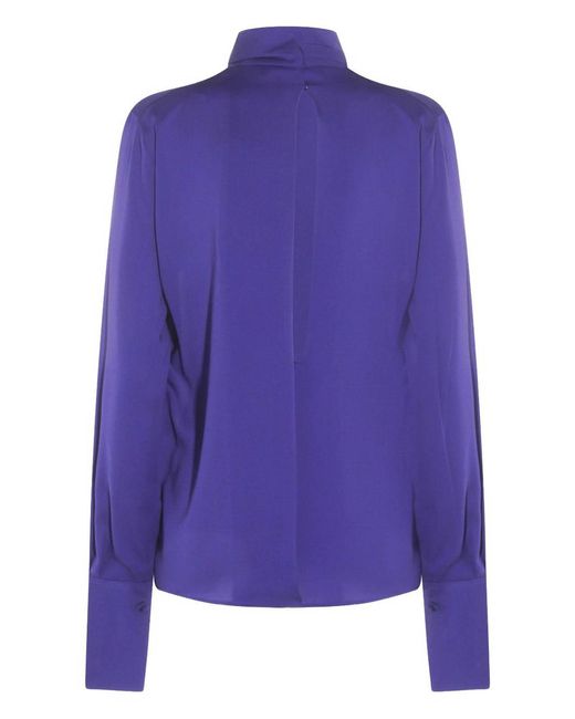 Tom Ford Blue Silk Blouse