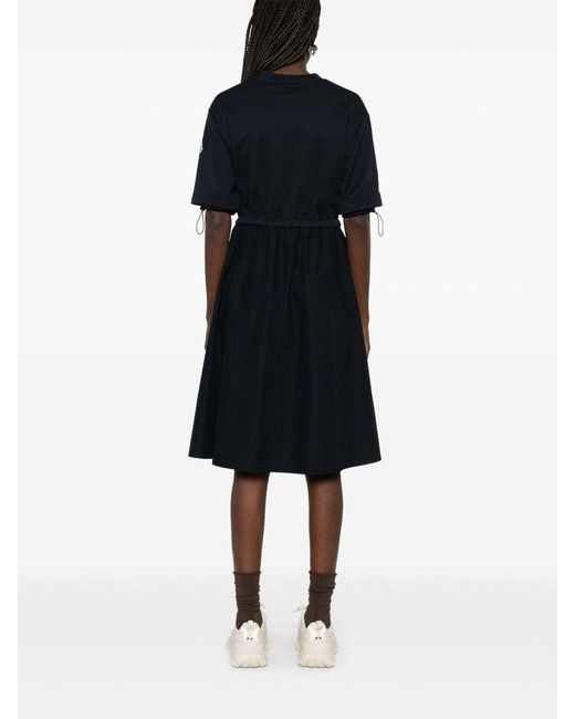Moncler Black Short-Sleeved Drawstring Midi Dress