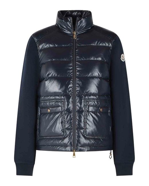 Moncler Blue Cotton Blend Padded Sweater