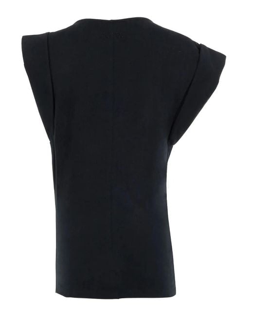 Isabel Marant Black Maisan Draped Cotton T-Shirt