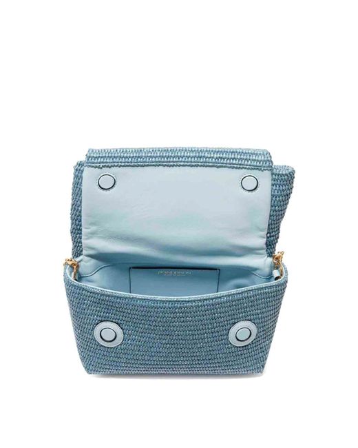 J.W. Anderson Blue Twister Midi Raffia Bag
