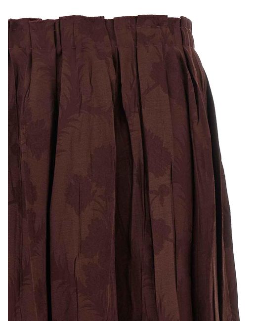 Etro Brown Jacquard Floral Patterned Skirt