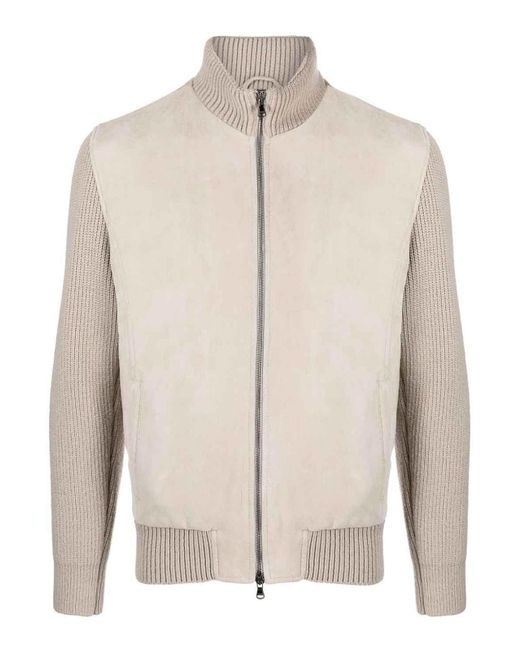 Barba Ribbedpanel Jacket in Natural for Men Lyst