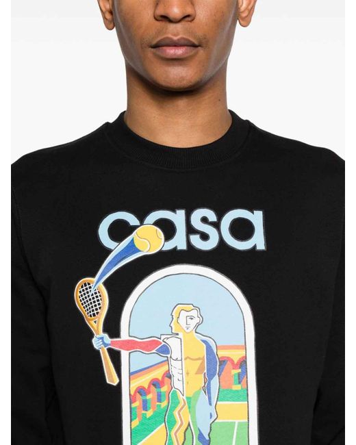 Casablancabrand Black Graphic Print Sweatshirt for men