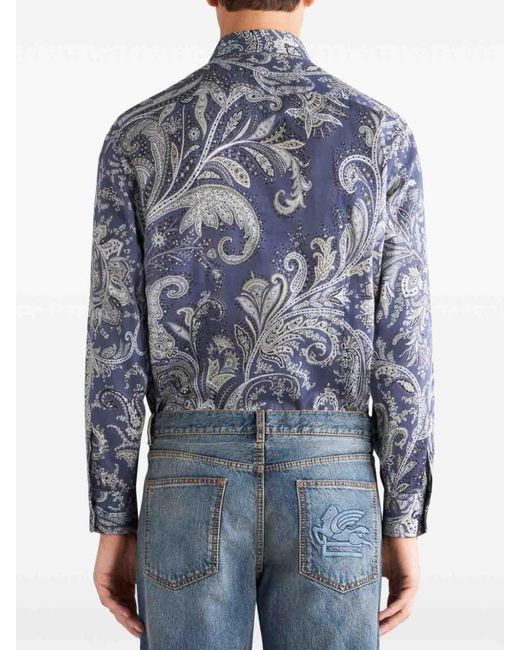Etro Blue Shirt With Print for men