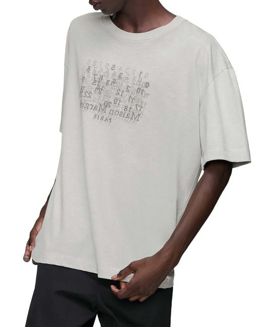 Maison Margiela White Cotton T-Shirt With Tone-On-Tone Lettering Print for men