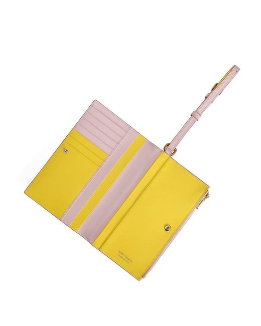 Dolce & Gabbana Pink Calfskin Passport Holder With Dg Logo