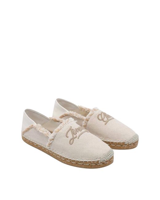 Jimmy Choo White Avi Flat Espadrilles