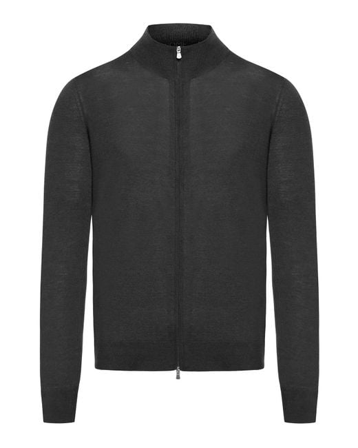 Nome Black Zipped Wool Jumper for men