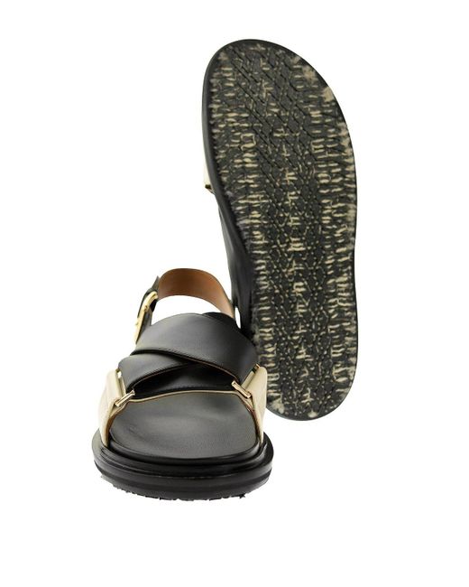 Marni Black Criss Cross Fussbett Sandals