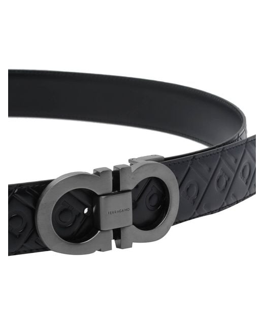 Ferragamo Black Adjustable And Reversible Gancini Belt for men