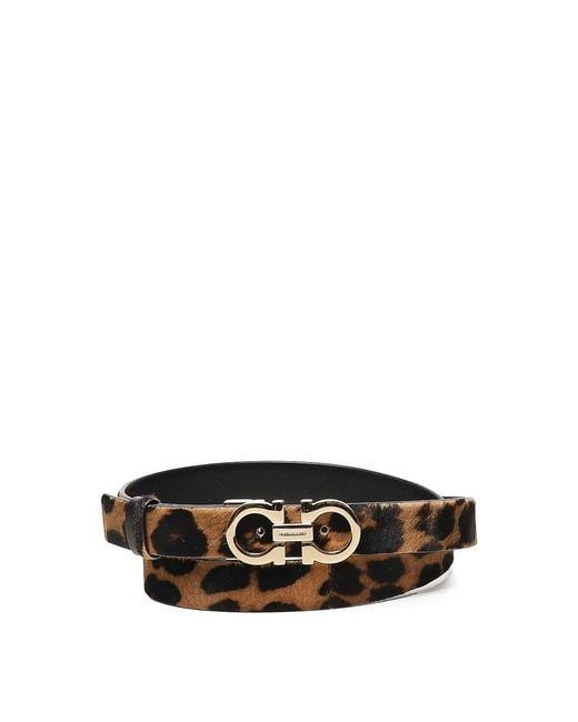 Ferragamo Animal Print Gancini Belt in Black | Lyst
