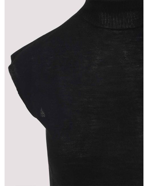 Rick Owens Black Short Sleeves Turtle Top