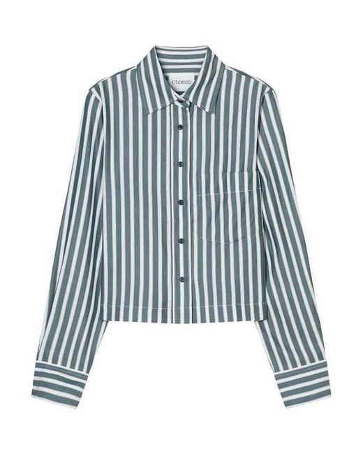 Closed Blue Cropped Shirt