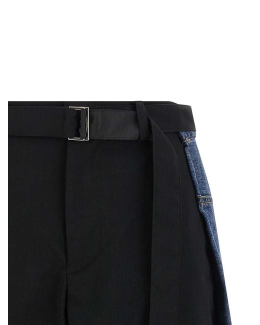 Sacai Black Wool Insert Shorts