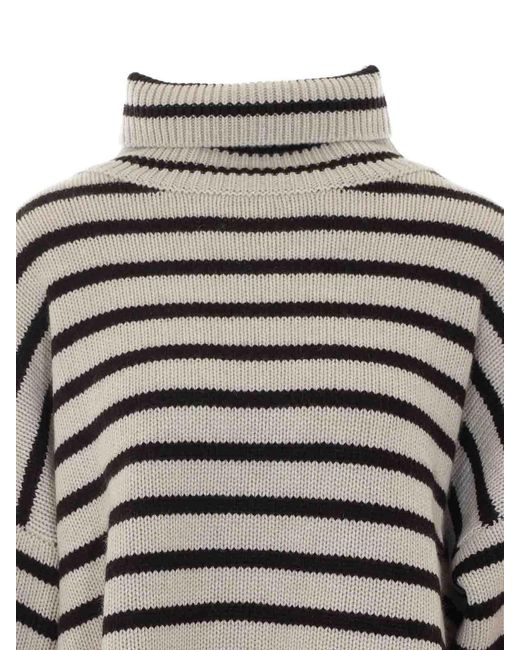 Lisa Yang Gray Oyster Zerlina Stripes Sweater
