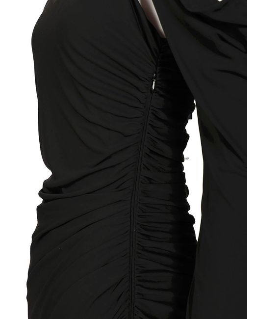 The Attico Black Crepe Midi Dress