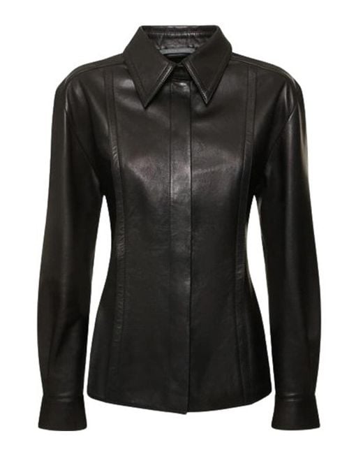 Alberta Ferretti Black Leather Shirt