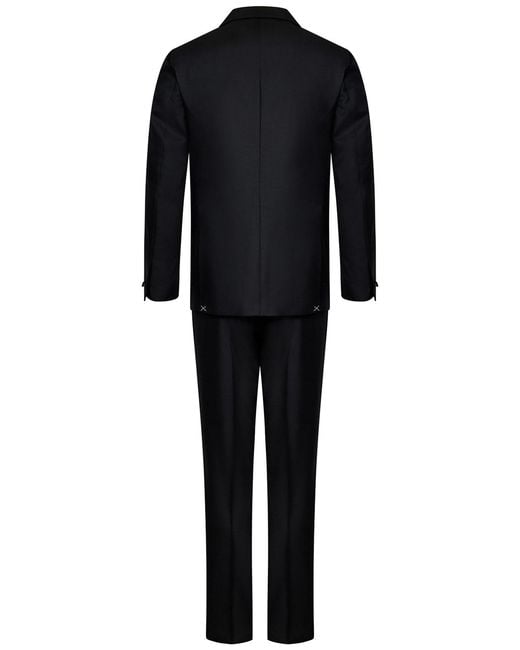 Franzese Collection Black James Bond Model Super 170S Tuxedo Suit for men