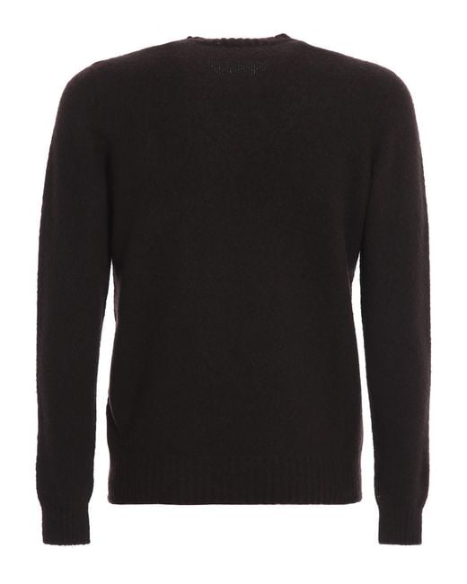 Drumohr Black Brushed Lambswool Sweater for men