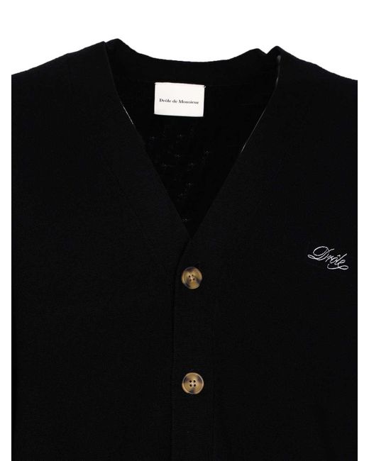 Drole de Monsieur Black Cardigan With Buttons Closure for men